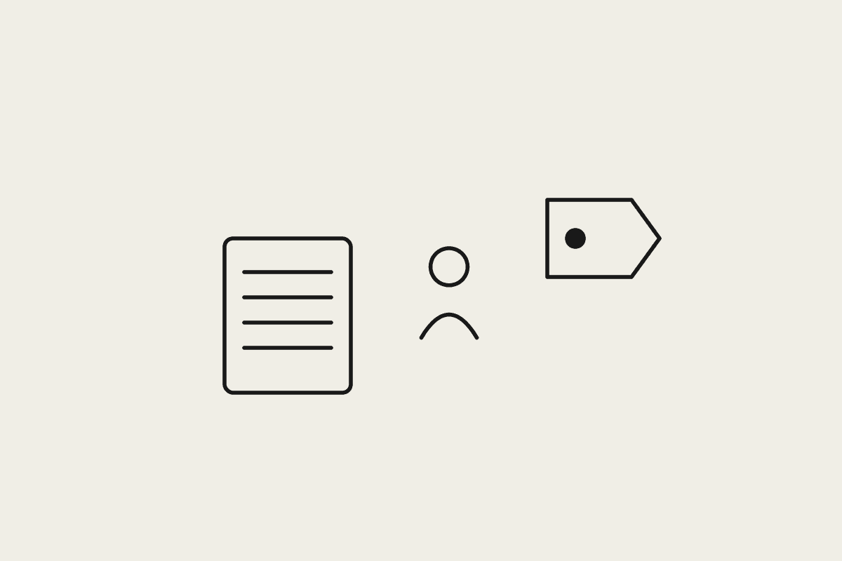 A document, a person and a price tag representing a services firm's AI budget categories