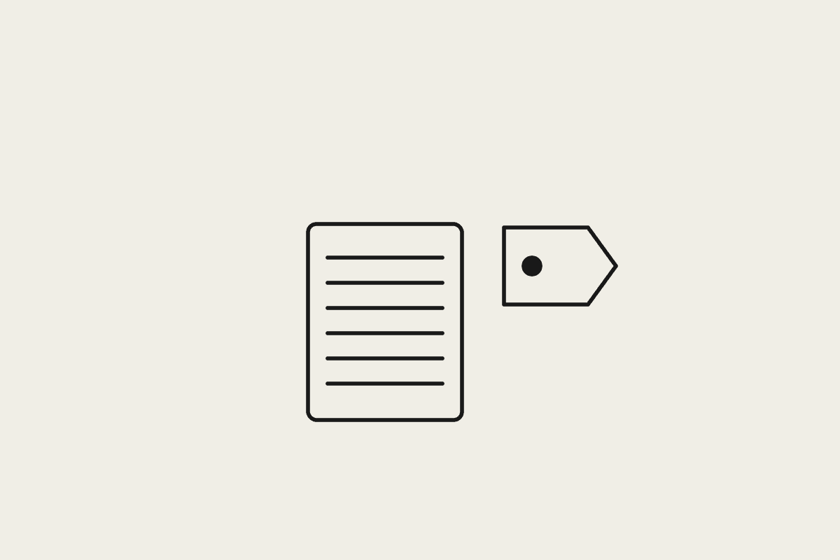 A document and a price tag representing an AI section in a formal business plan