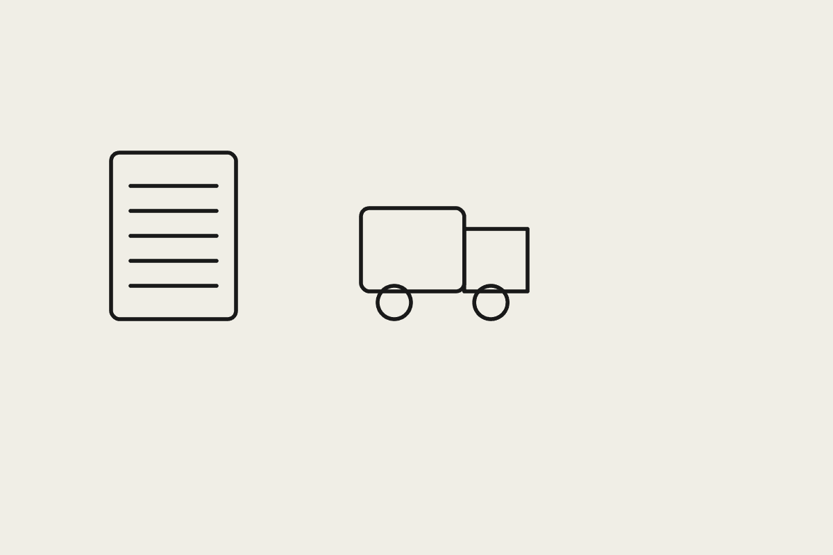 A document beside a delivery van, representing run sheets and supplier coordination for an event business