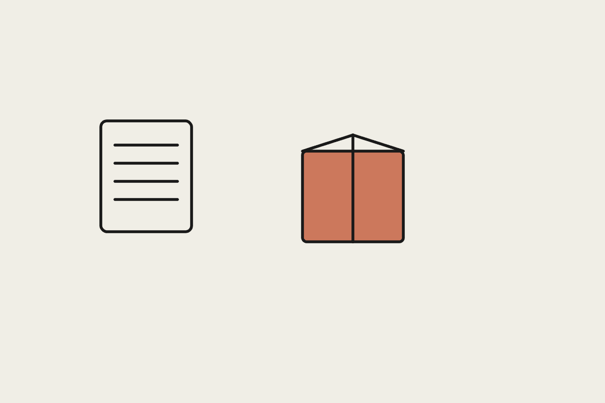 A document beside a terracotta packaging box