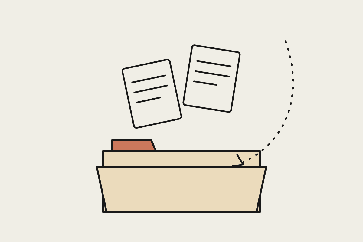 A folder collecting paperwork that drifts in on its own, no chasing required