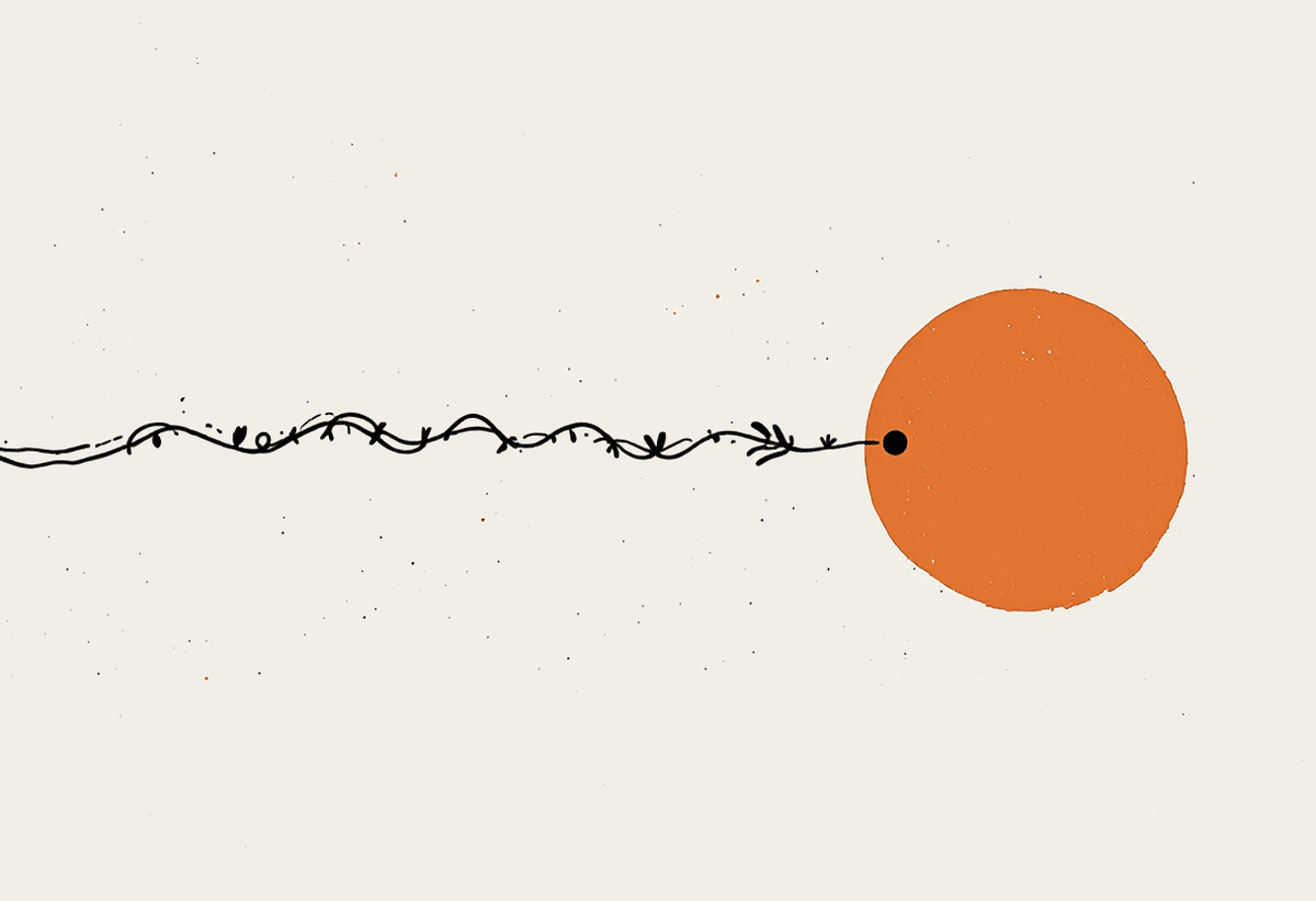 A hand-drawn fork in a path splitting into two trails, representing a choice between two Claude consultancies