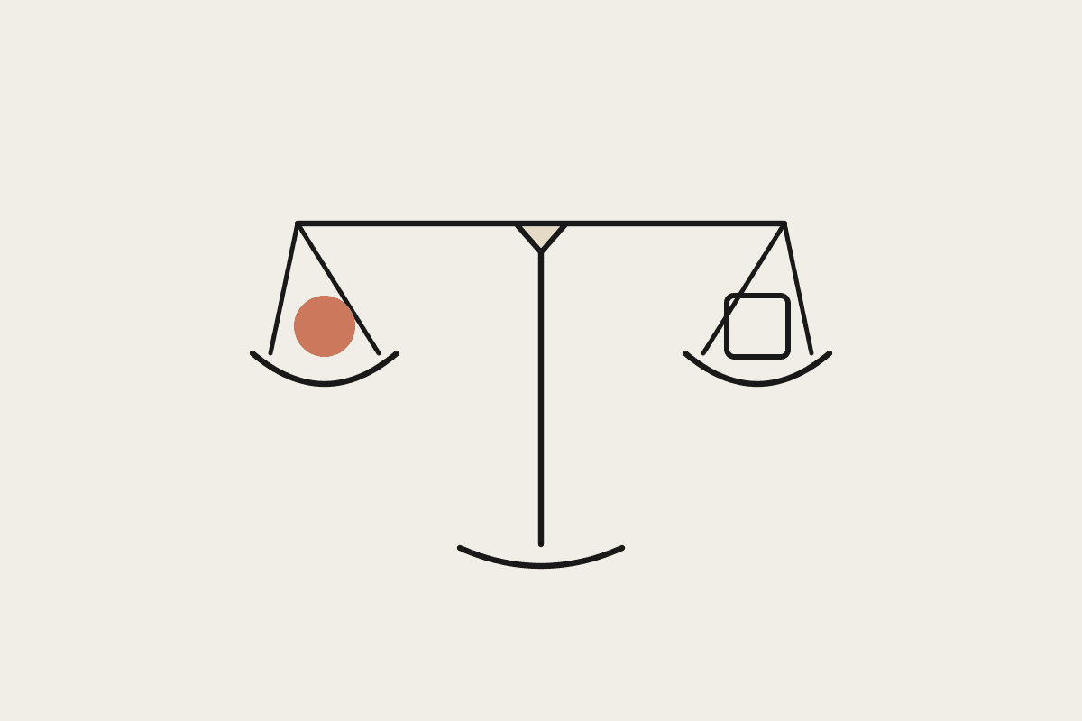 A hand-drawn balance scale weighing Claude Cowork against Microsoft Copilot