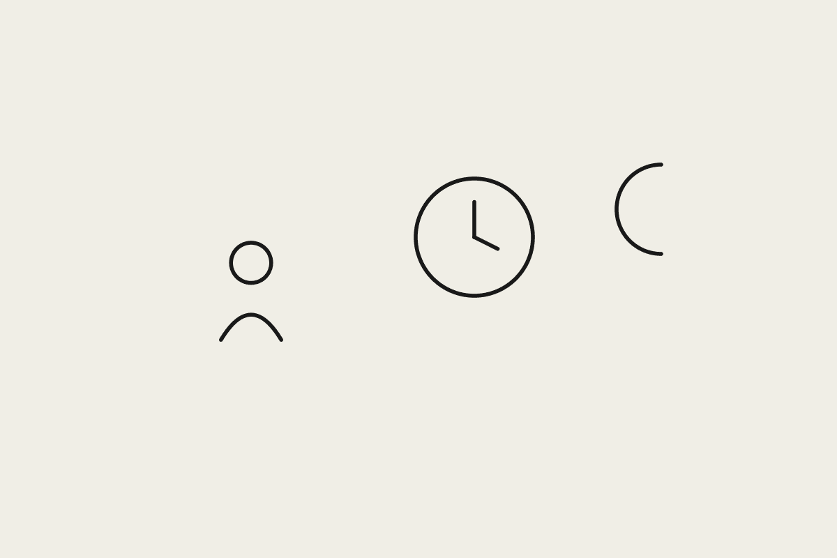A person, a clock and a moon representing pacing an AI rollout to avoid change fatigue