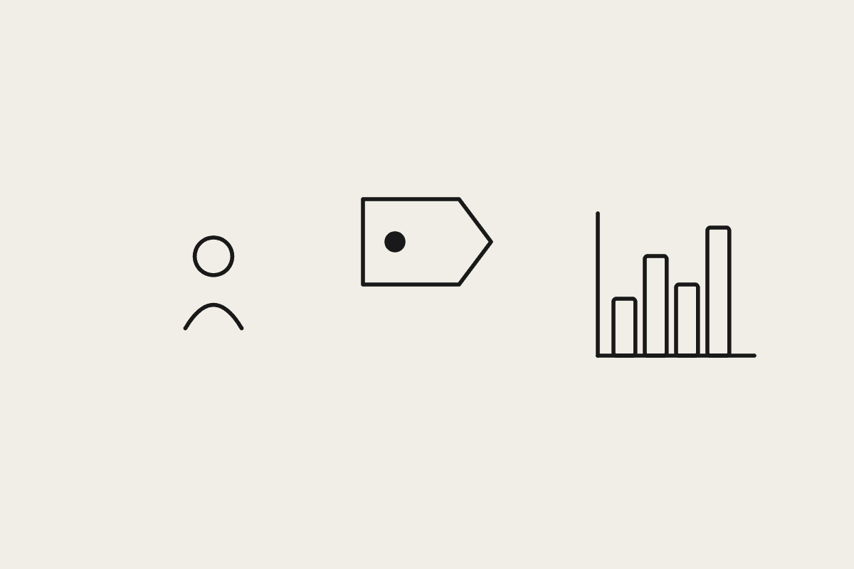 A person, a price tag and a chart representing agency margin economics on AI tooling