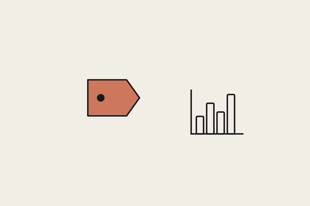 A price tag and a bar chart representing Anthropic's pricing changes translated for Australian buyers