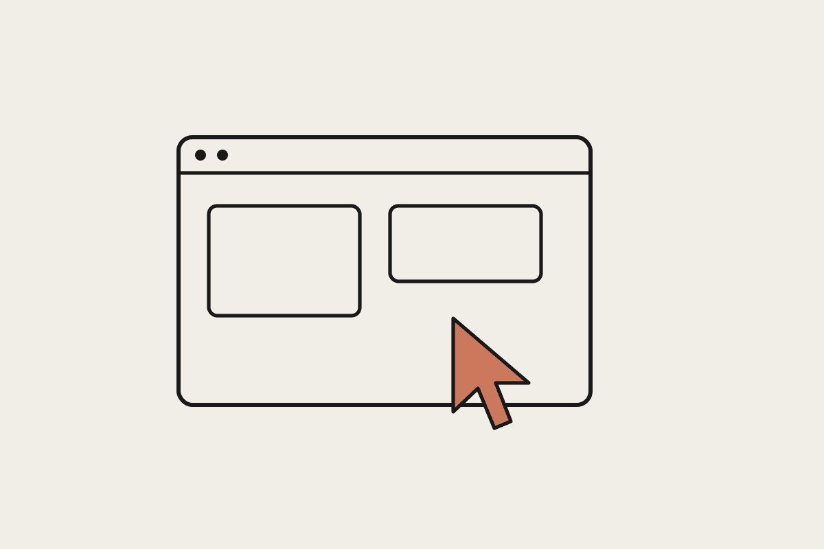 A screen with windows and a cursor arrow, drawn in notebook style