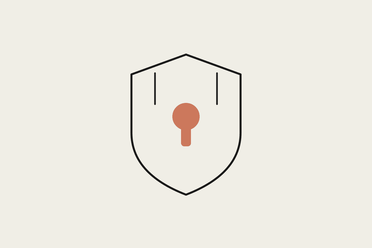 A shield with a keyhole, drawn in notebook style