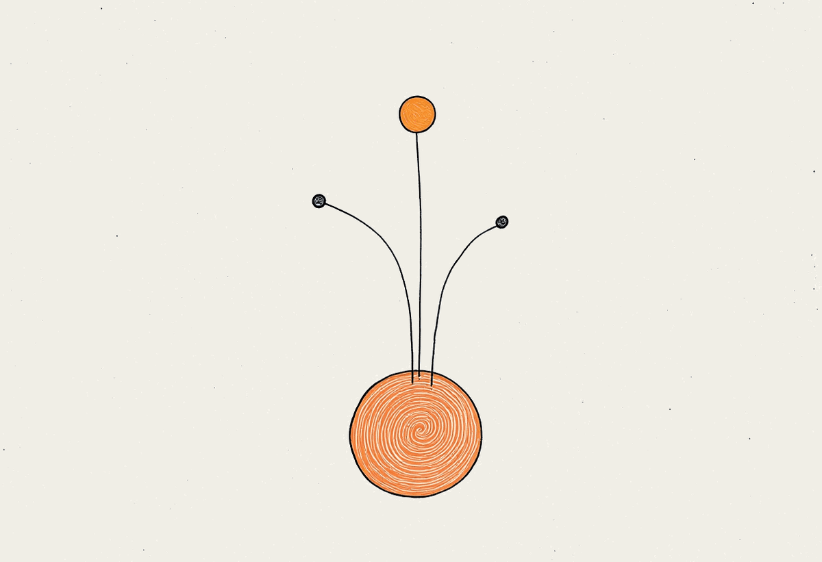 Hand drawn diagram of one idea branching into several reasoning paths that converge on a single answer