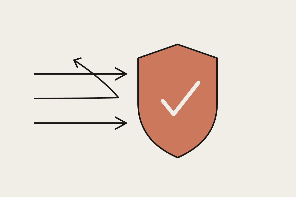 A terracotta shield deflecting incoming arrows, representing prompt injection defence