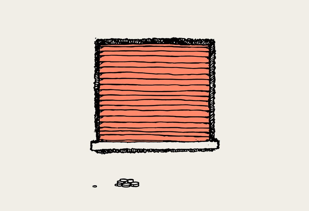Illustration of a large context window partly filled beside a stack of coins representing cost