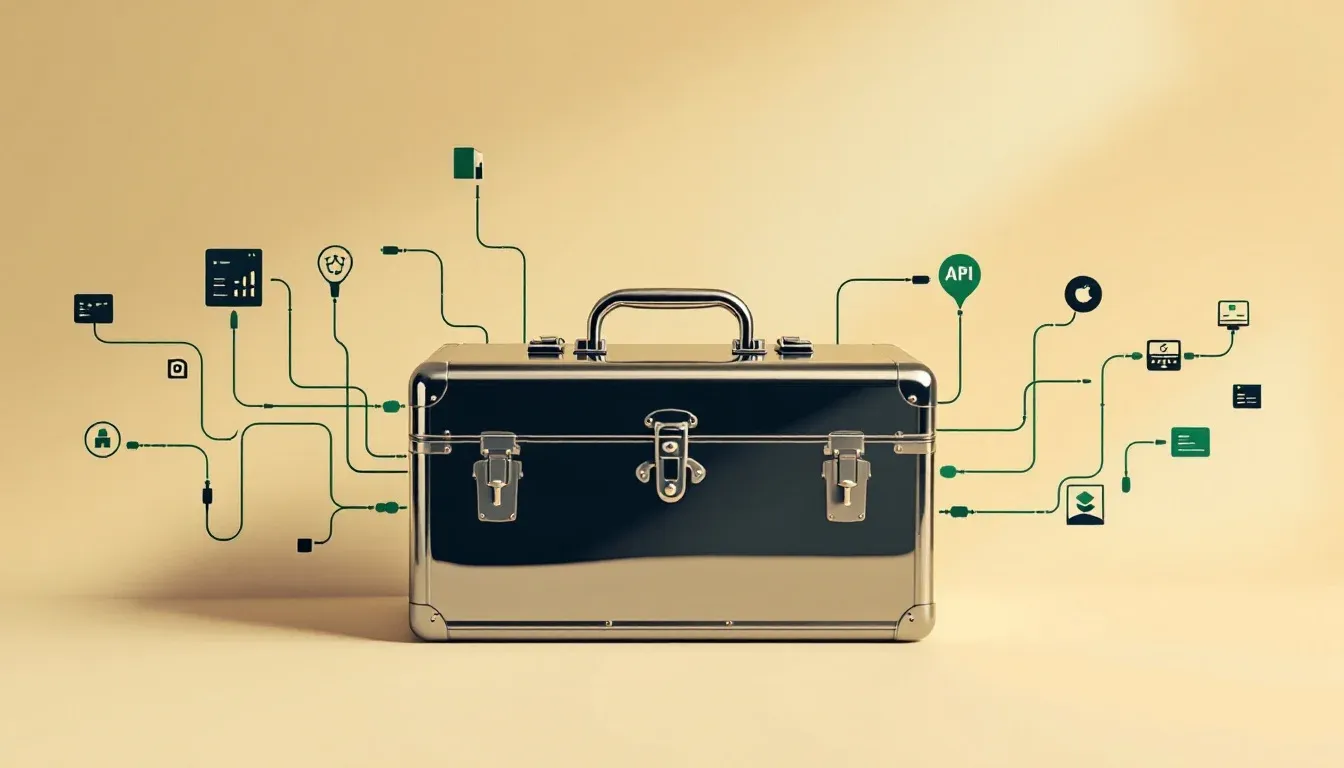Illustration of an SDK toolbox with connector cables, representing Anthropic's acquisition of Stainless
