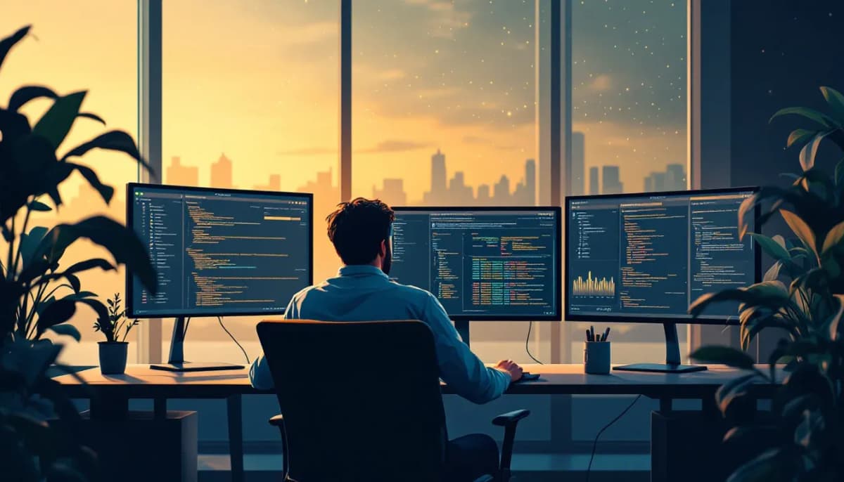 Sydney security operations analyst reviewing a Claude Code threat detection workflow on multiple monitors
