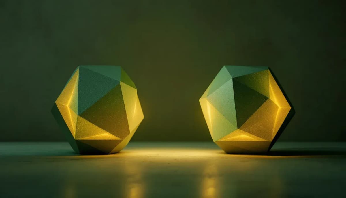 Two competing AI models represented as glowing nodes