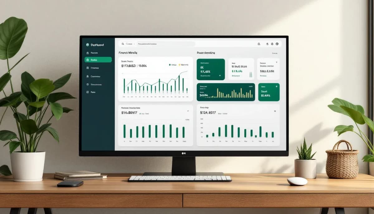 Dashboard showing charts and metrics on a monitor