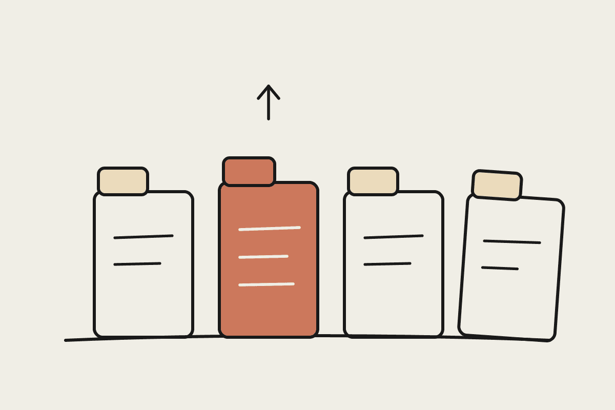 Four labelled folders in a row representing the PARA filing method, with the active folder drawn in terracotta
