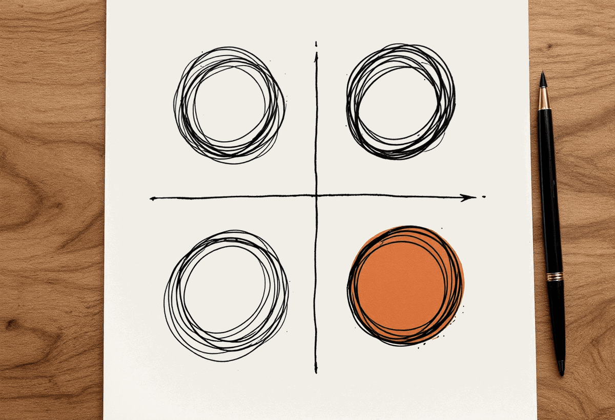 Hand-drawn cream illustration comparing AI model positions on a simple grid