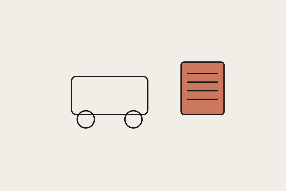 Hand-drawn car outline beside a document, illustrating panel beater insurance job documentation