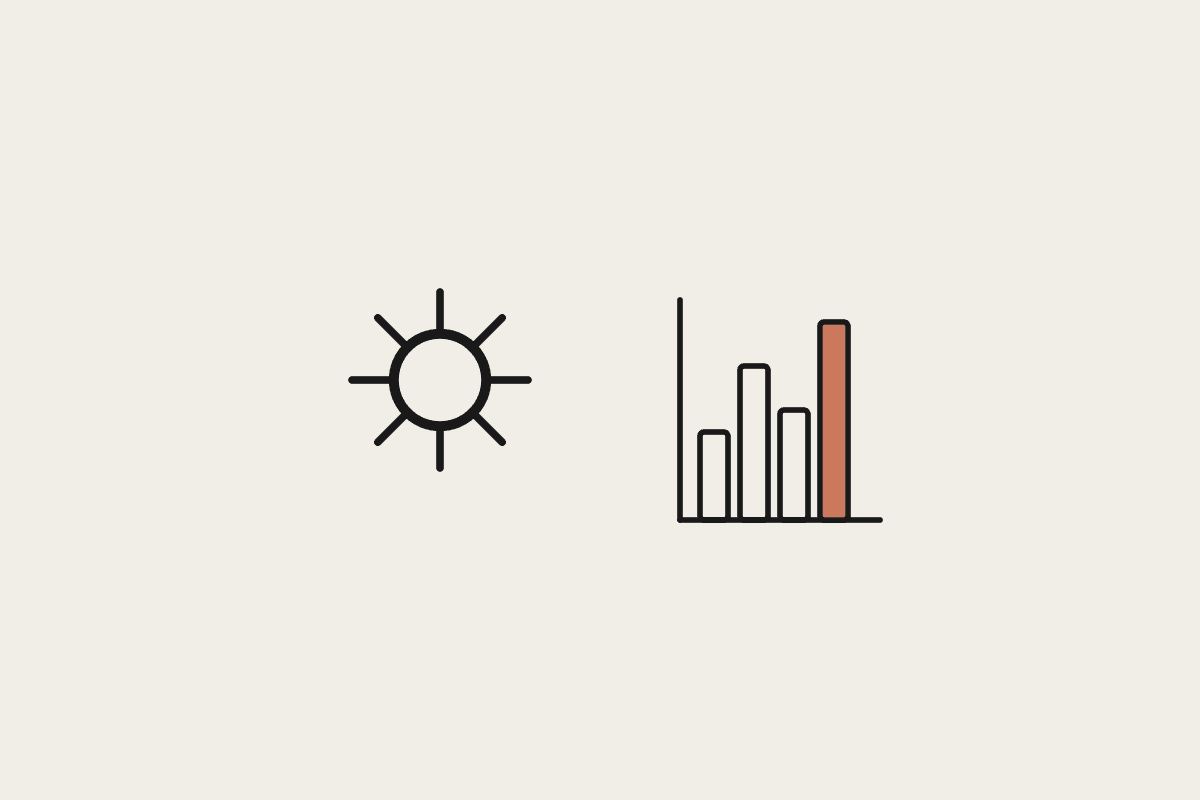 Hand-drawn gear beside a small bar chart, illustrating internal metering of AI usage