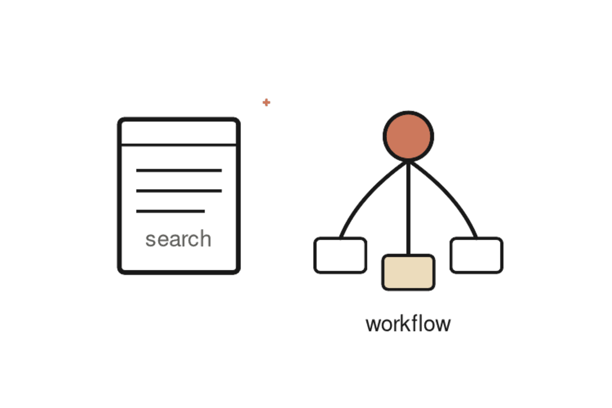 Hand-drawn illustration of a law book beside a branching agentic workflow diagram