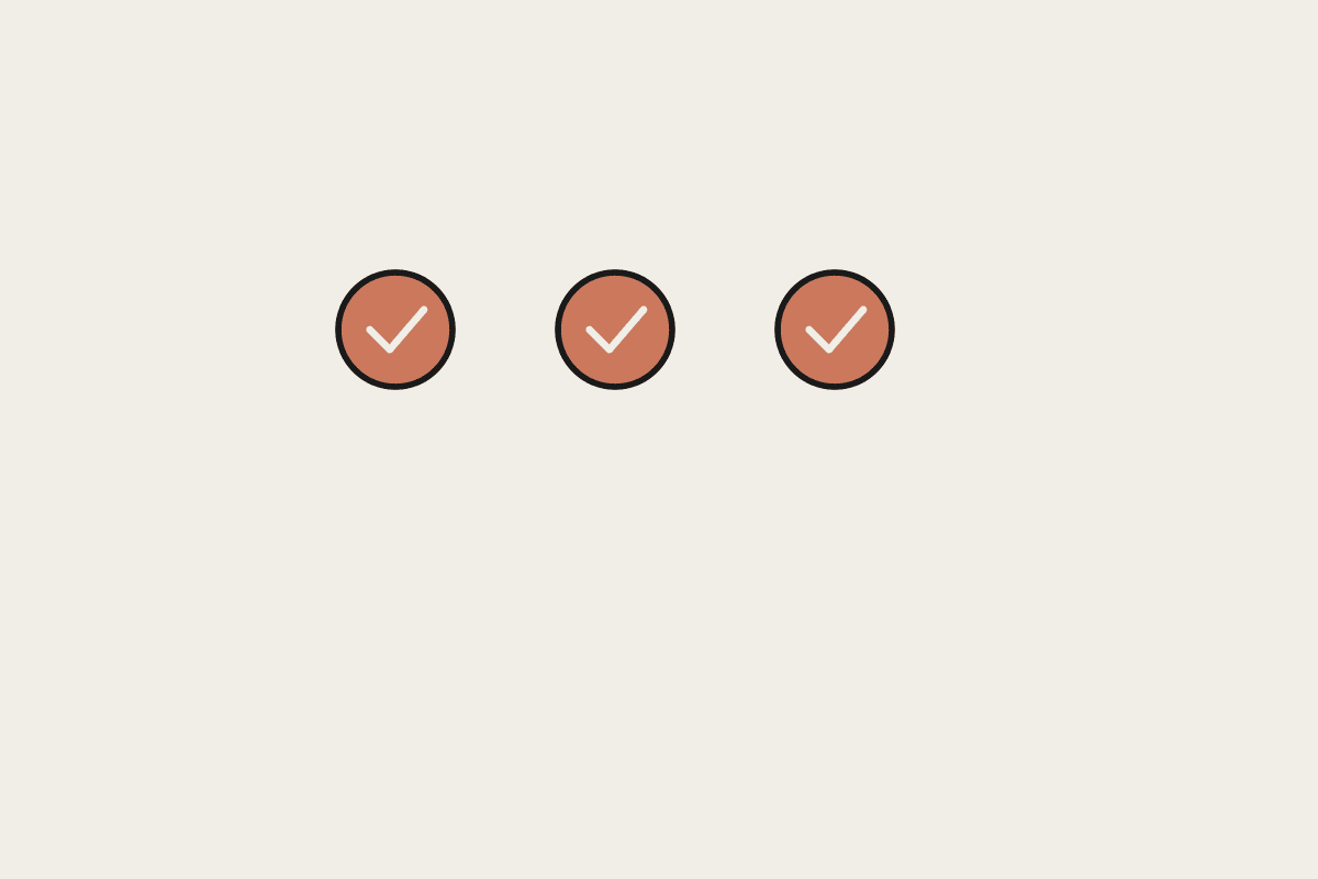Hand-drawn row of check marks, illustrating a signal checklist for when a custom AI build beats buying