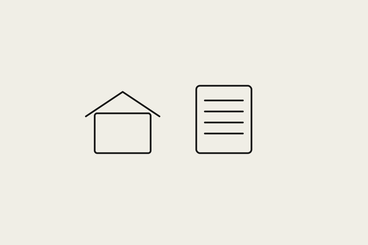 Hand-drawn school building beside a document, illustrating a private school business office