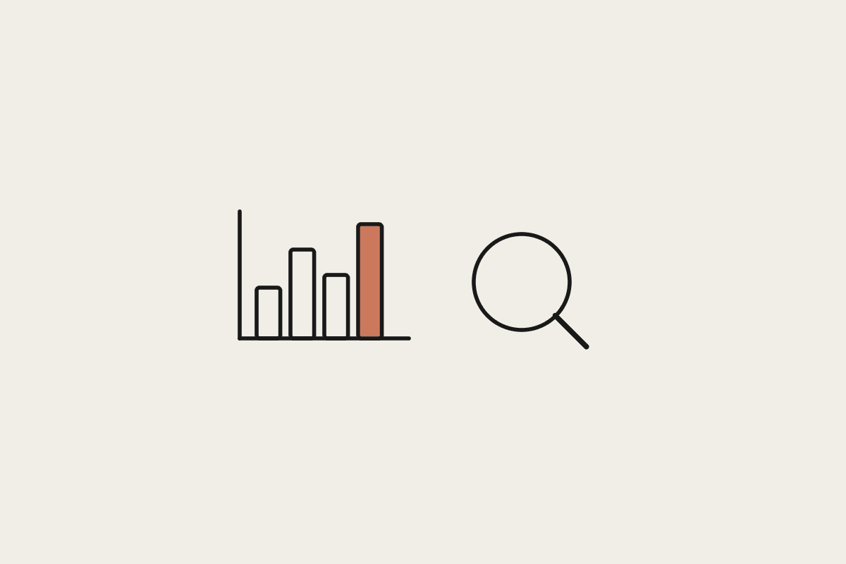 Illustration of a bar chart and a magnifying glass representing checking Claude's accuracy on business numbers