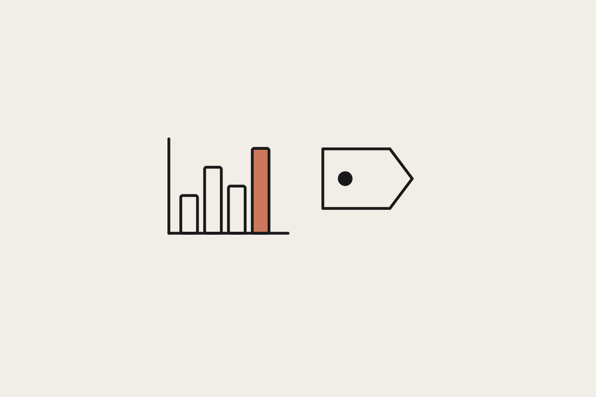 Illustration of a bar chart and a price tag representing a worked AUD cost model for owning your AI setup