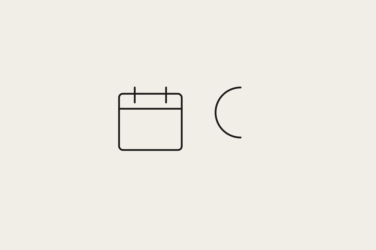 Illustration of a calendar and a moon representing a founder's Sunday-night weekly review prompt
