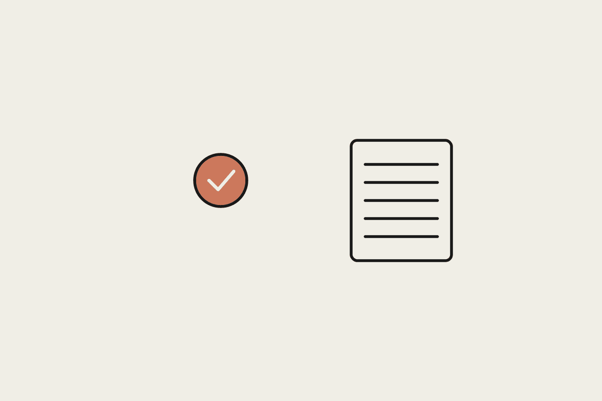 Illustration of a check mark and a document representing Claude's connection to MYOB
