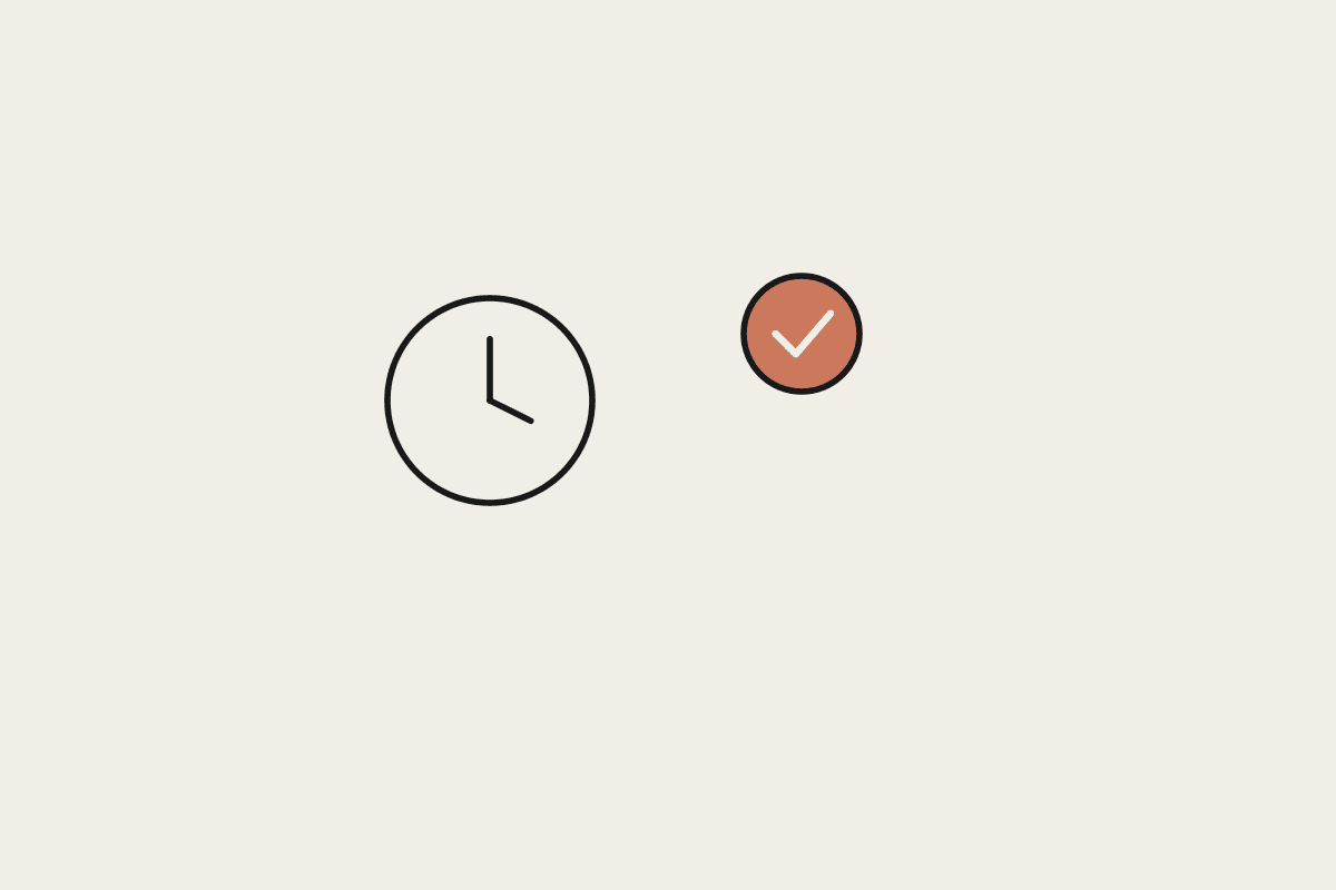 Illustration of a clock and a check mark representing recurring scheduled work replacing manual reminders