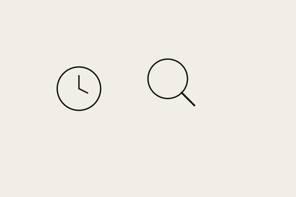 Illustration of a clock beside a magnifying glass