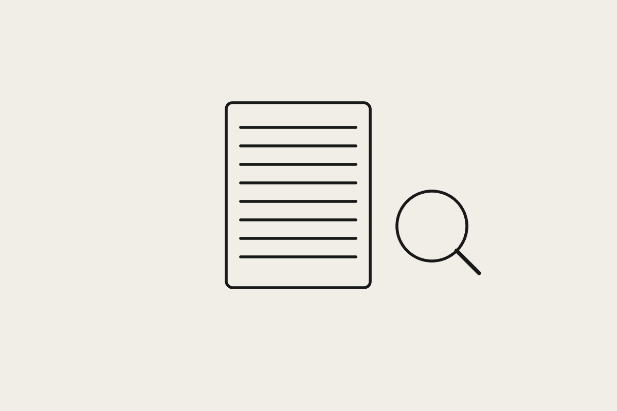 Illustration of a document and a magnifying glass representing reading long PDF documents