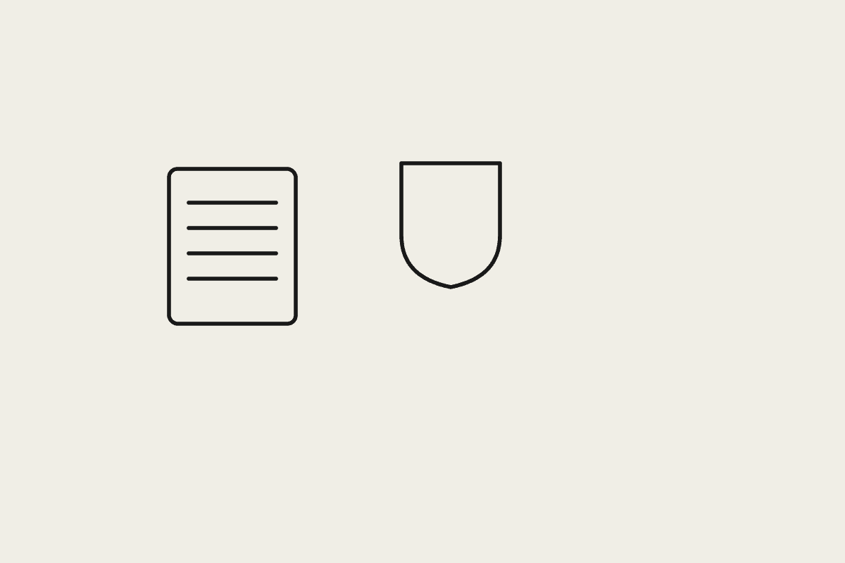 Illustration of a document beside a shield outline