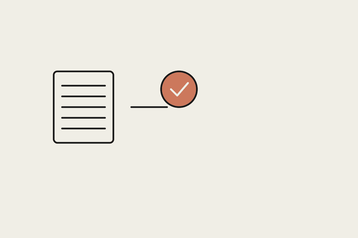 Illustration of a document with a checklist and approval mark