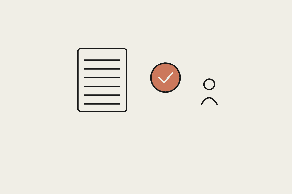 Illustration of a document with a checkmark and a person representing a grant-writing skill