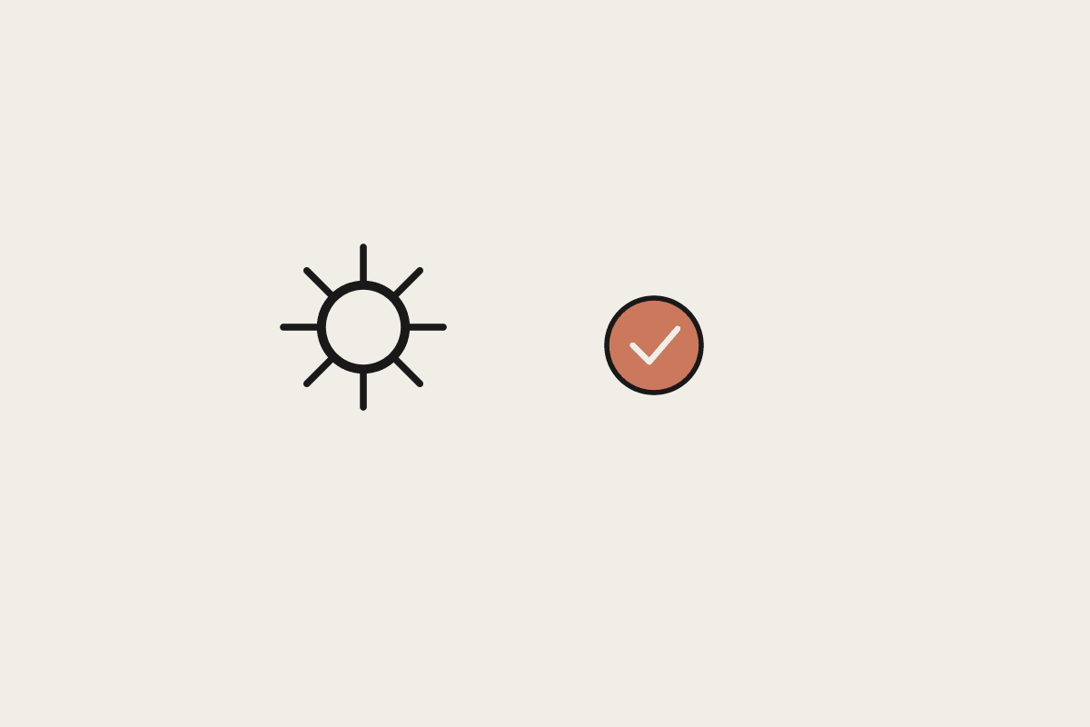 Illustration of a gear and a check mark representing knowing when to stop automating a task