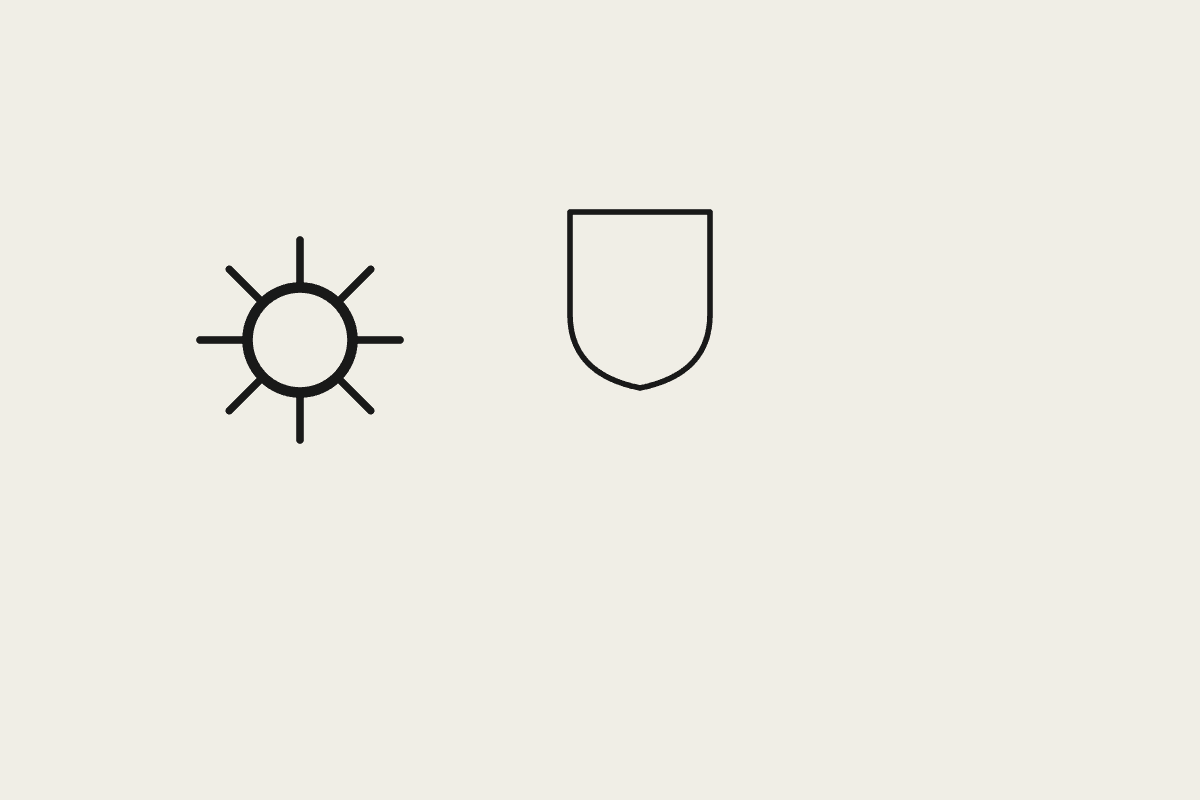 Illustration of a gear beside a shield outline
