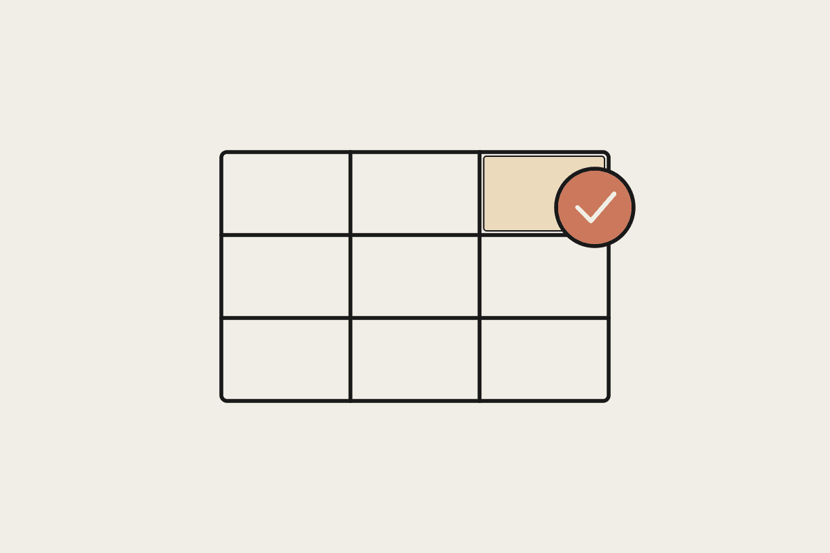 Illustration of a grid with a checkmark representing a plugin marketplace listing