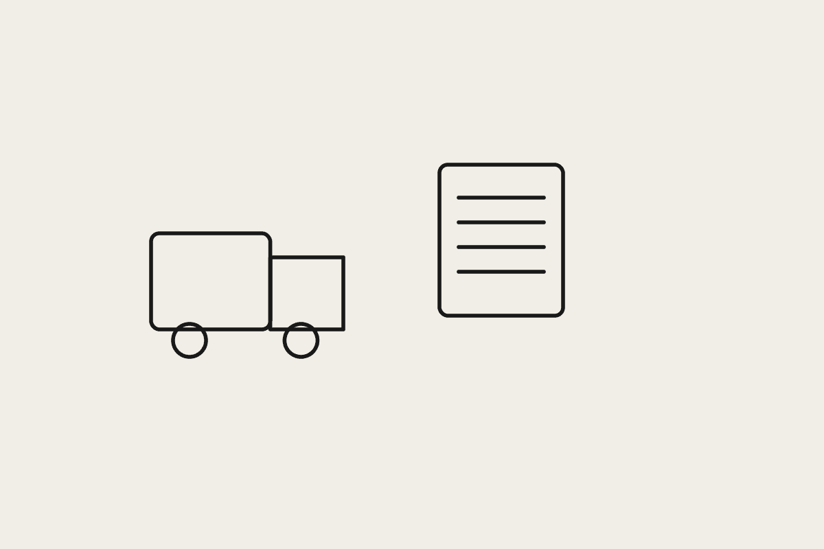 Illustration of a hire van beside a document