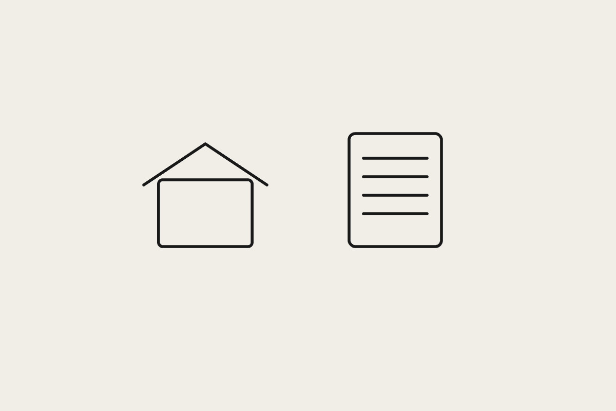 Illustration of a house beside a document