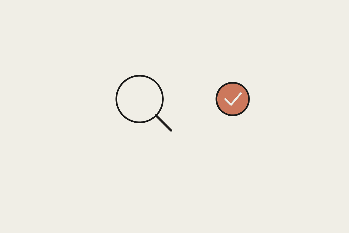 Illustration of a magnifying glass and a checkmark representing AI answer visibility