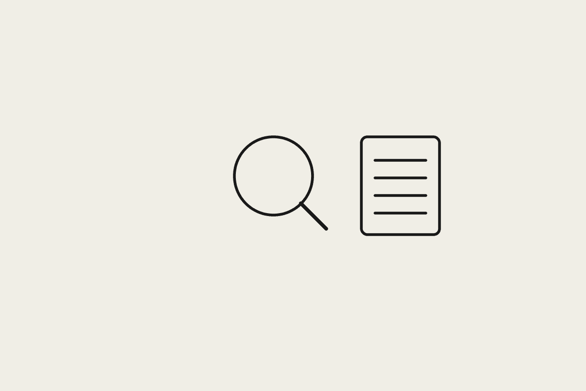 Illustration of a magnifying glass over a document representing research mode