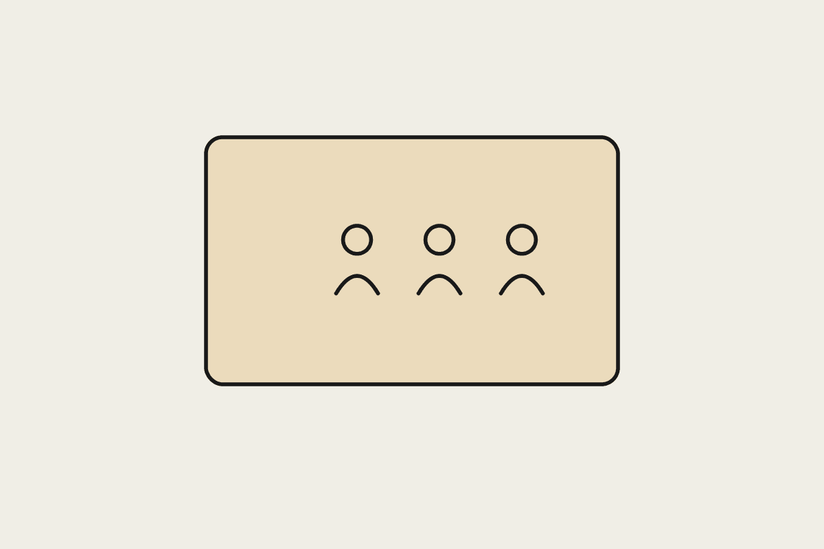 Illustration of a panel with three people representing a shared Team plan workspace