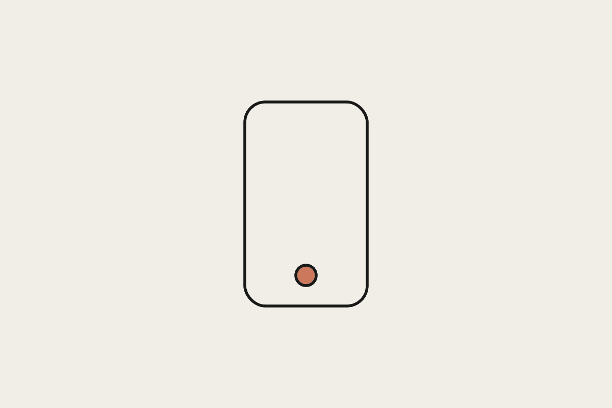 Illustration of a phone with a terracotta accent dot representing a call