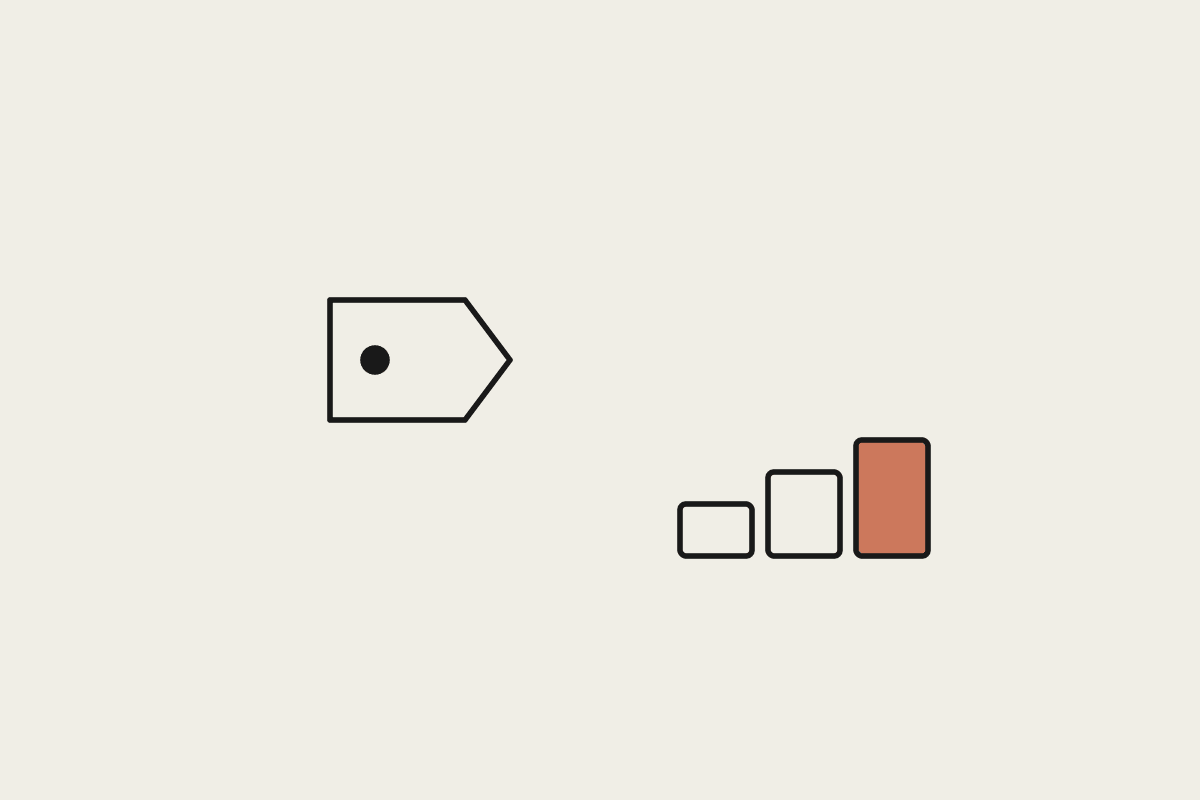 Illustration of a price tag and rising steps representing the cheapest path into AI automation