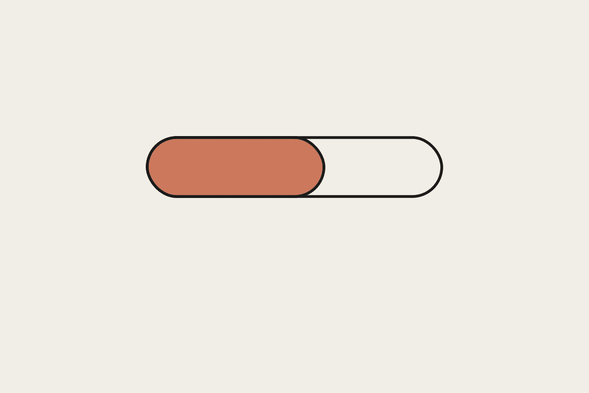 Illustration of a rounded bar partially filled in terracotta representing streaming progress