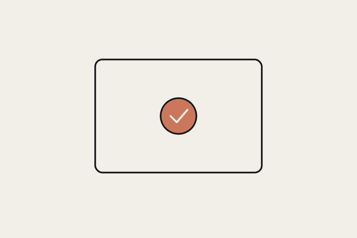 Illustration of a rounded panel with a checkmark representing a small working tool built without code