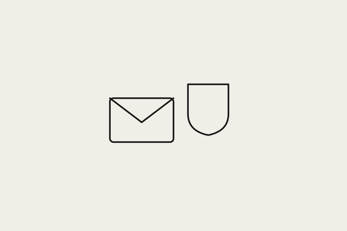 Illustration of an envelope and a shield representing keeping human control over AI-drafted emails