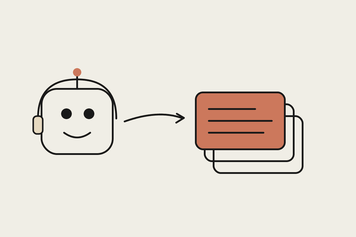 Illustration of Claude connected to a stack of reusable skill cards for a customer success desk